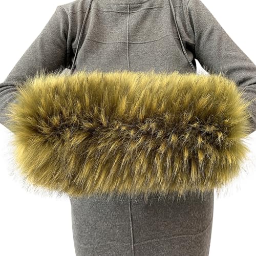 Surakey Faux Fur Hand Muffs Women Winter Warmer Fuzzy Pouch Furry Plush Arms Warmer Thickened Muffler Wedding Girl Kids Elegant Luxury Chic Fashion Party Festival Activity (Olive)