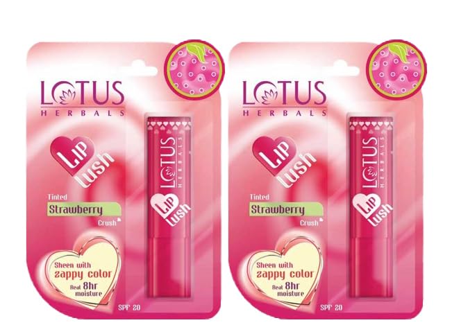 Lotus Herbals Lip Lush Tinted Lip Balm - Strawberry Crush | SPF 20 | 8h Moisturisation | 4g (Pack of 2)-picture-25