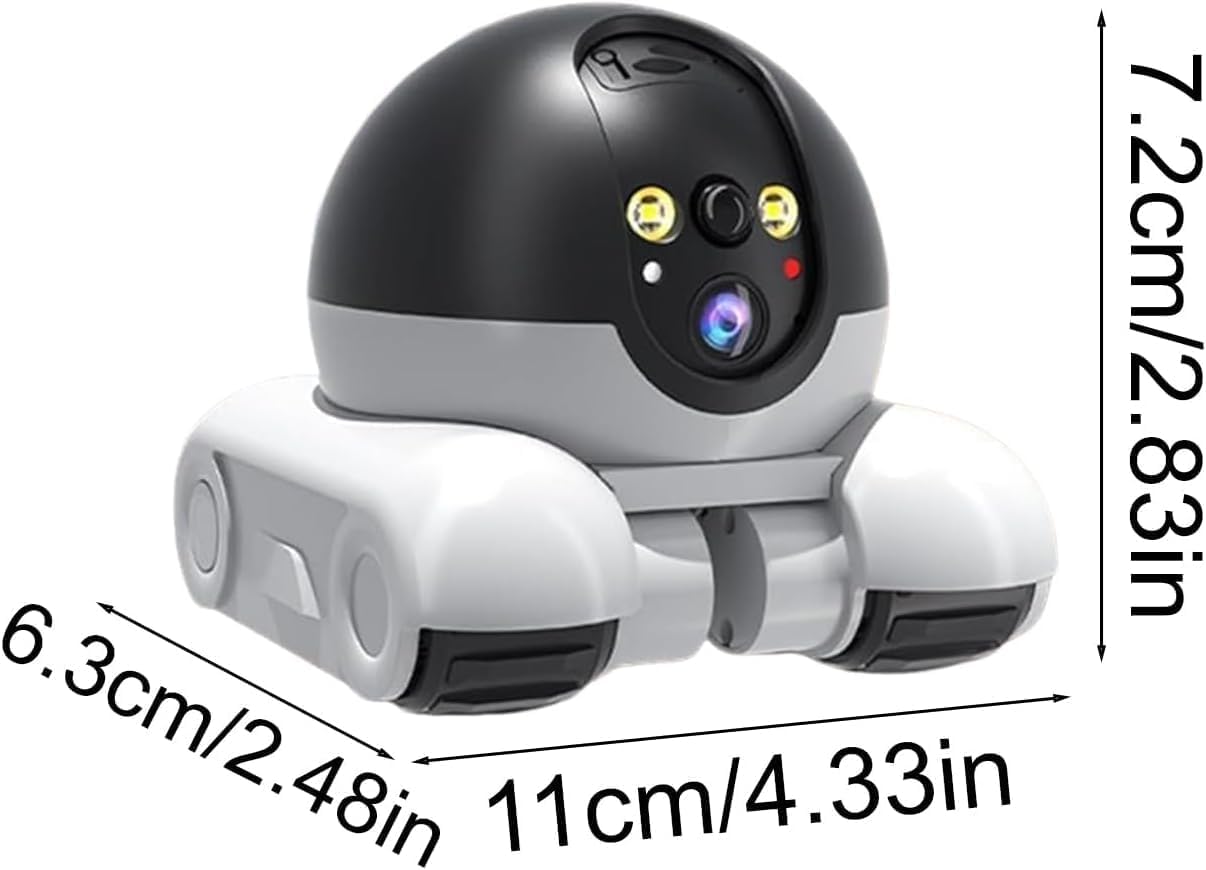 Robot de Cámara de Mascotas, Cámara de Seguridad Robot Wi-Fi Camera con Ruedas 1080P Doble Lens Control Remoto en Hogar Trabajo Mascotas