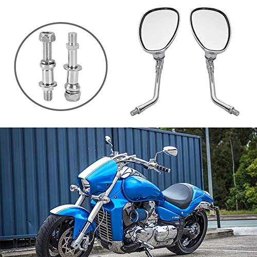 Nk Support 10Mm Motorcycle Mirrors For Handleba, Motorcycle Rearview Side Mirrors Compatible With Harley Davidson Sports Bike Cruiser Chopper Dirt Bike Scooter (Chrome) #TOP3