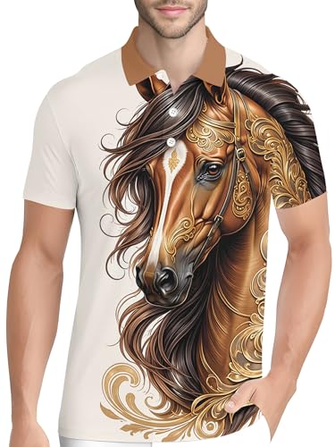 Image of PAGYMO Funny Golf Shirts for Men Crazy Printed Pattern Novelty Moisture Wicking Performance Mens Polo Shirt