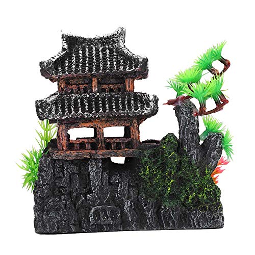 Shanrya Fish Tank Decor, Aquarium Plants Fish Tank Decorations, Pavilion Pine Tree Aquarium Simulation Ornament, for Aquaridum Fish tank Office Household Garden(Suzhou pavilion pine tree) - Image 4