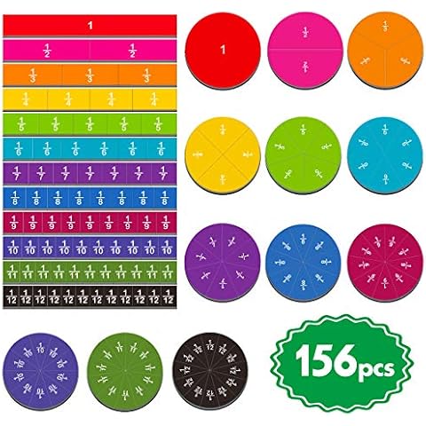 SpriteGru 156 pcs Magnetic Rainbow Fraction Tiles Circles Cover