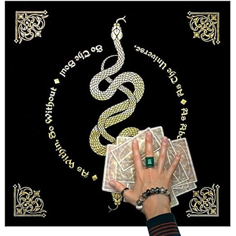 GIMOCOOL Altartuch, Altar Tarot Tischdecke, 19,29" x 19,29" quadratisch goldene Schlange Hexe Tarot Tuch Weissagung Cover