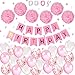 Q-WOOFF Ballons Anniversaire,Decoration Anniversaire Fille,Banderole Joyeux Anniversaire,Pompons en Papier De Soie.pour Les 21e / 30e / 40e / 18e / 1er Décorations