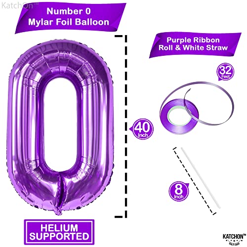 Image of KatchOn Purple 0 Number Balloons 40 Inch