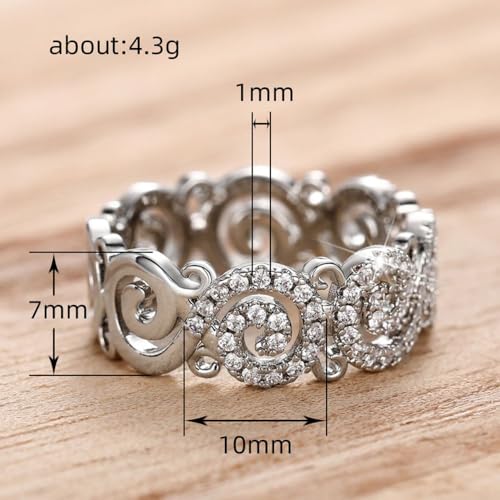 White Gold Plated White Cubic Zirconia Hollow Flower Pattern Engagement Rings Wedding Bridal Band Promise Rings Evening Parties Anniversary Valentine's Day Gifts Eternity Bands for Women2