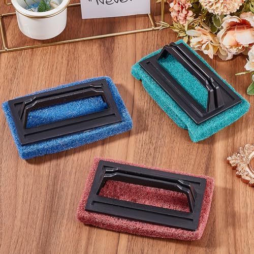 Image of CREATCABIN 3 Pcs Scrubber Pads for Cleaning Handler Scrub Pad Scouring Reusable Heavy Duty Cleaning Sponge Scrub Brush for Grill Bathroom Bathtub Charcoal Gas Grills Cast Iron Cookware 3.5x8.57 Inch