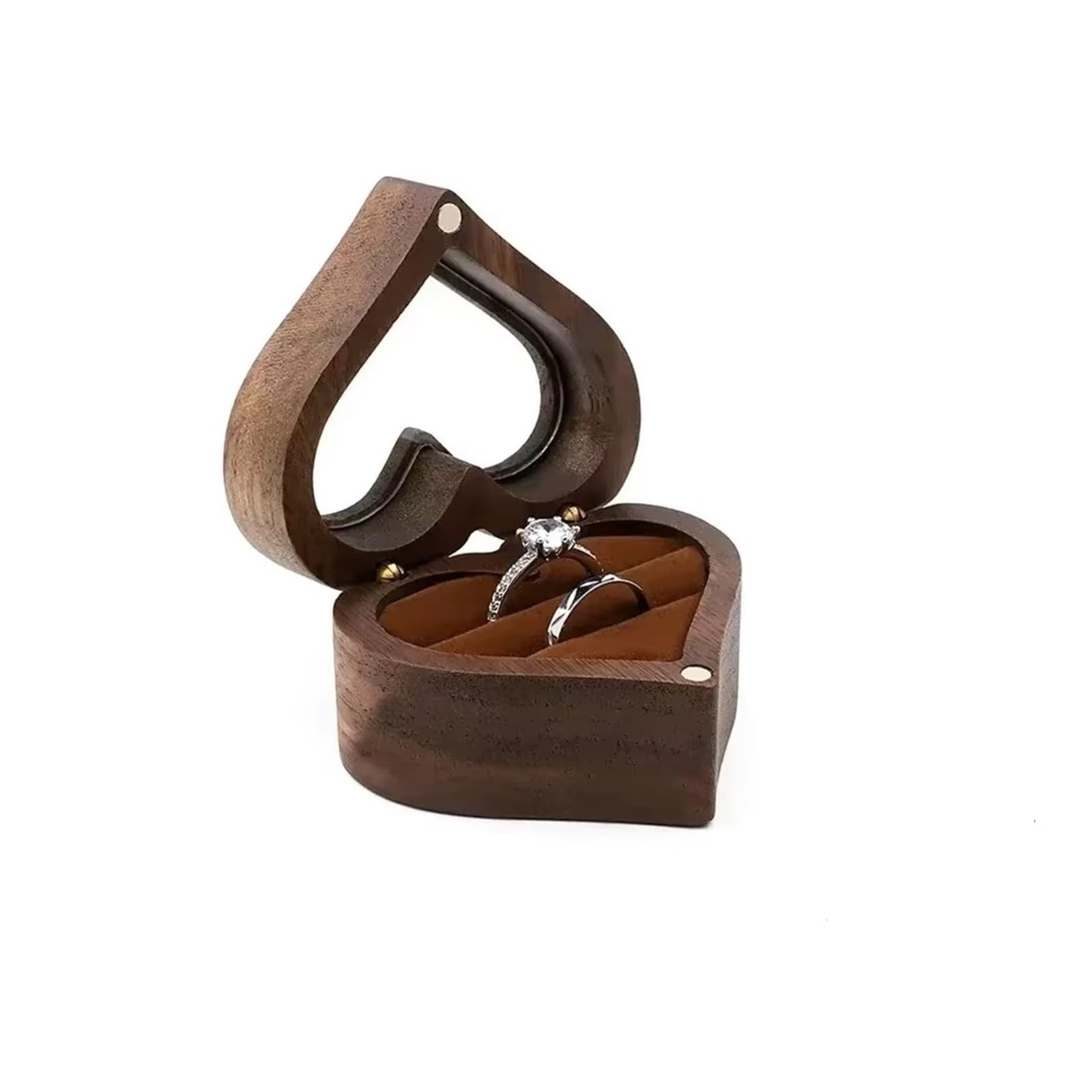 LCKKJHG Wedding Ring Box 1PCS Walnut Wood Ring Box For Wedding Ceremony Jewelry Storage Proposal(Clear)