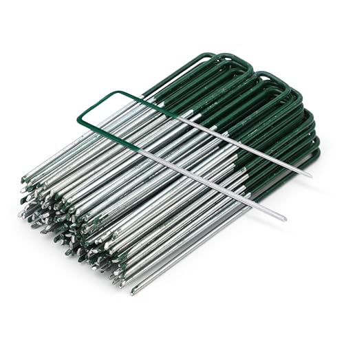 GroundMaster 6 Galvanised Steel Artificial Grass Staples 150mm Heavy Duty U-shaped Tent Pegs - Durable Ground Pegs for Membrane Landscaping Fabric Tents & Garden Securing (Pack of 20)