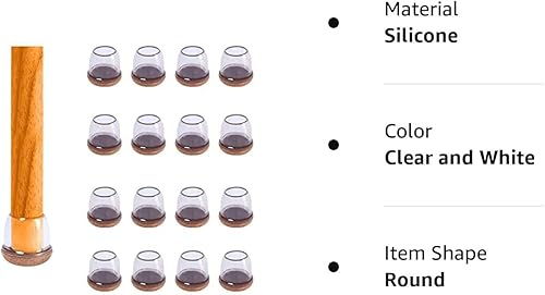 Miniatura 8 de Protectores de suelo de silicona transparente para patas de silla con fieltro, tapas para patas de silla, cubierta de protección de pies de muebles