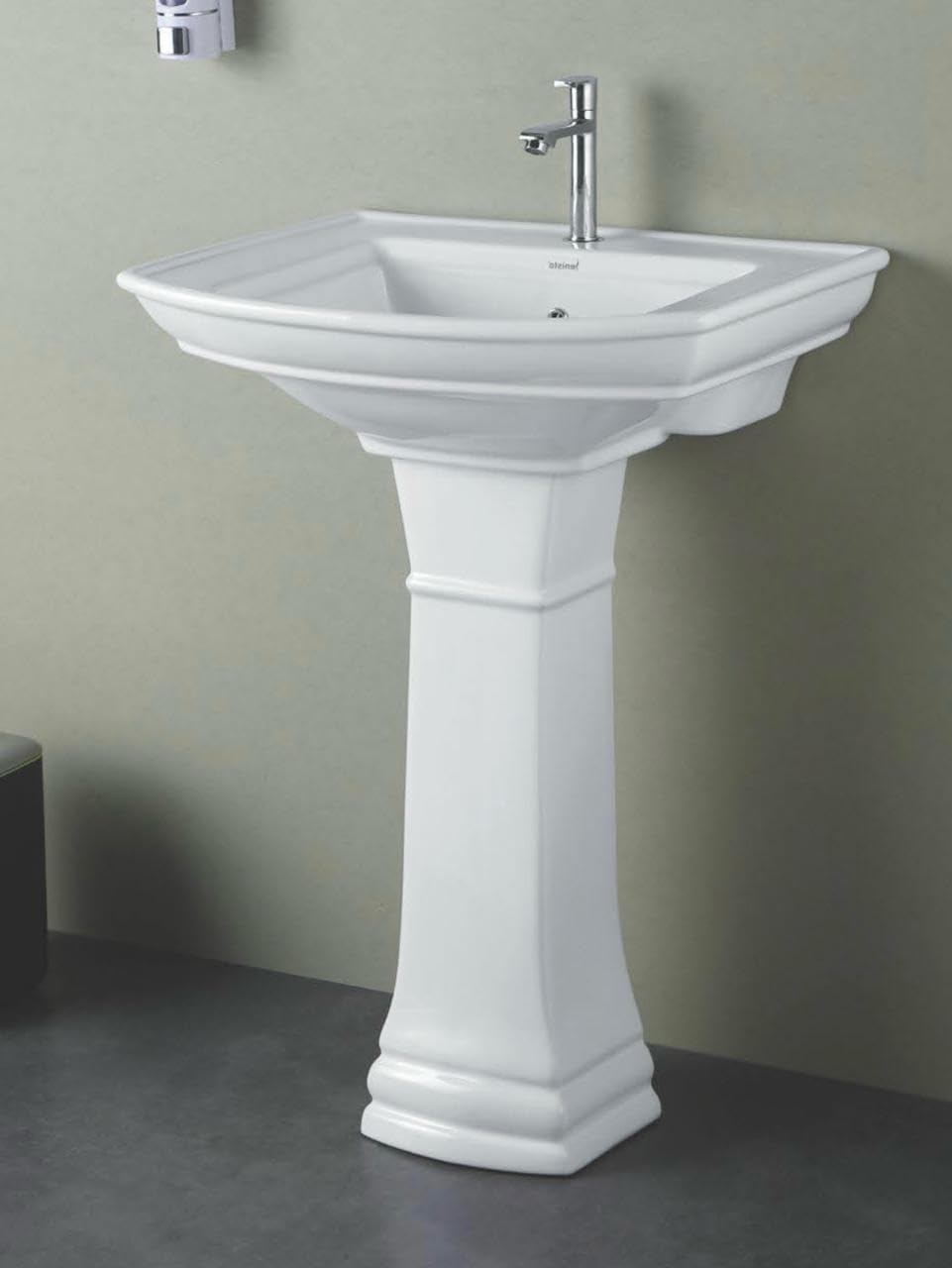 Gold Ceramic Wash Basin - Free Standing Pedestal -3