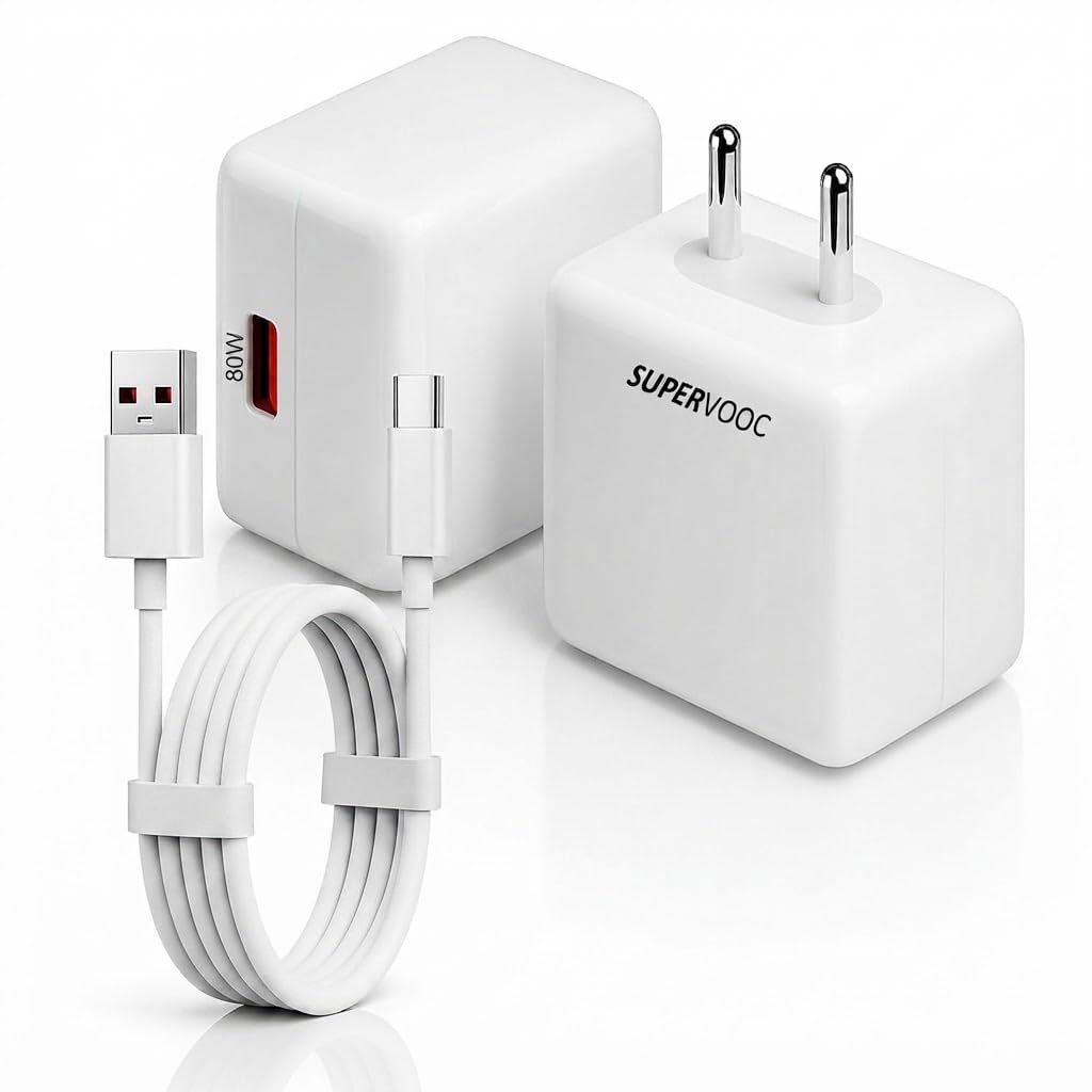 80W Type-C Charger for Op-po Reno13 F Original QC Adapter Type C 3.0A High Speed Fast Turbo Charge QC 3.0 Smart SinglePort with 1m Type-C Charging & Sync Cable (White, Dash, SH.A)-image-36