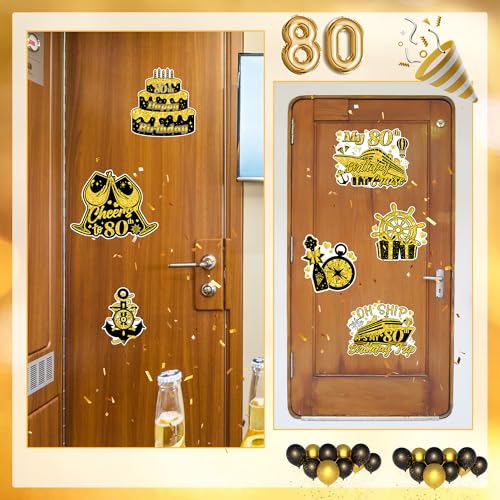Imanes decorativos temáticos cumpleaños 80 años 7 piezas miniatura 5