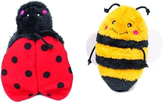 ZippyPaws - 2 Squeaky and Crinkly Dog Toys & Puppy Toys - Bee and Ladybug