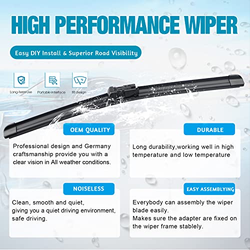 Vtogoi Wiper Blades With Rear Wiper Blades Set For Volkswagen Tiguan 2007-2017,Automotive Replacement Windshield Wiper Blades, That Meet Oem Quality Easy Diy Install 24"+21"+13"(Set Of 3) #TOP2