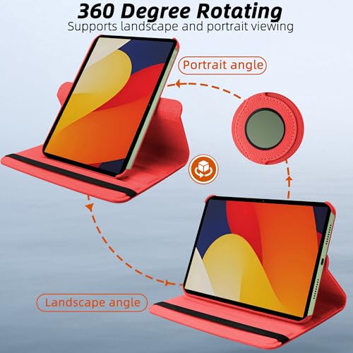 Image of TGK 360 Degree Rotating Flip Cover Case for Moto Pad 60 Pro 12.7 inch 2025 Release Tablet (Red)