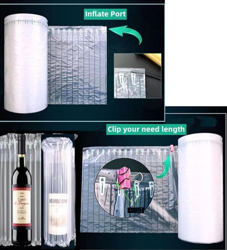 Luftpolsterfolie, aufblasbare Luftsäulenverpackung, große Luftpolsterrolle für schwere Beanspruchung, Versandbedarf für Online-Shop, Umzugsverpackungsrolle (transparent, 30 x 40 m)