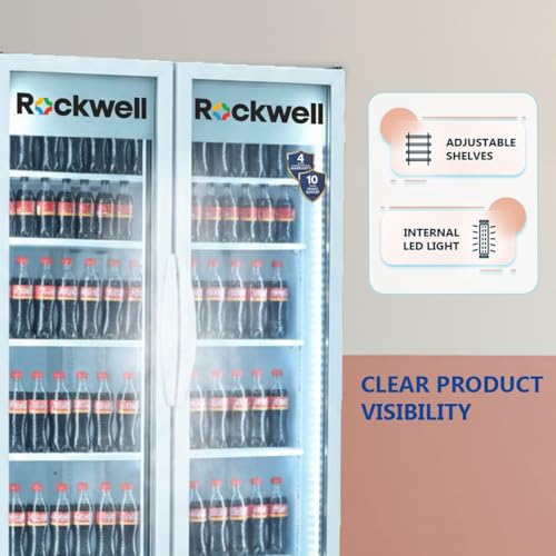 Image of ROCKWELL RVC1100 Large Capacity Visi Cooler, Bright LED | Fast & Even Cooling, Power-Saving System, 4 Year Warranty, Built for Heavy-Use Retail & Commercial Stores