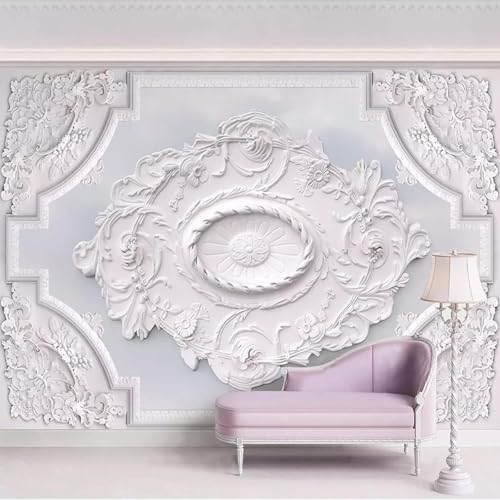 XLMING Creativo Tridimensional Blanco Arte Grabado 3D Papel Pintado Seda Texturizada Primera Calidad Sala De Estar Sofá Dormitorio Comedor Hogar Pared-150cm×105cm
