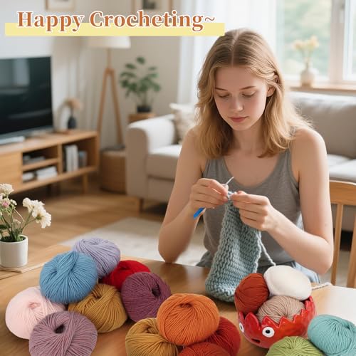 Image of Coopay 12 Pack DK Yarn for Crocheting, Wool Yarn for Knitting | Wool Blend Yarn- 60% Wool 40% Polyester-1.76oz /164Yds, - #3 DK- Crochet Yarn for Clothes, Scarves, Blankets (Khaki Family)