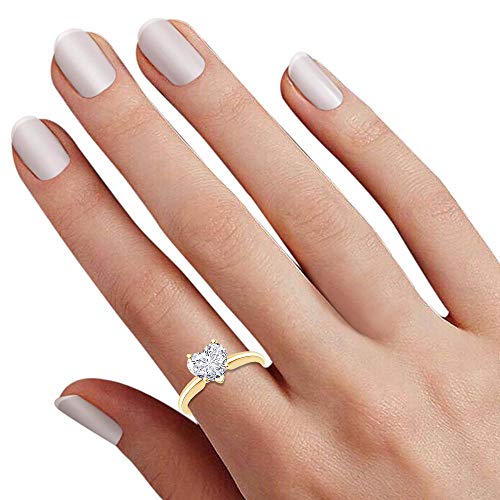 Jewel Zone US Heart Cut White Cubic Zirconia Anniversary Solitaire Ring in 14k Gold Over Sterling Silver (0.75 Carat)4