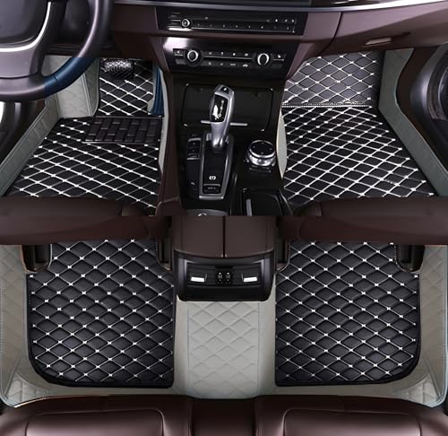 OVINIX Artificial Leather Car Floor Mats for 2018-2025 Ford Expedition- Tailored, All-Weather,Easy to Clean， Premium Interior Protection (Grey and