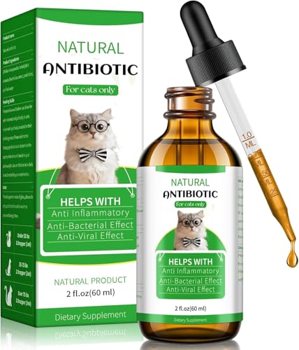 Antibiotics for Cats, Pet Antibiotics Supplement, Cat Antibiotics, Helps Maintain Normal Immune Function, Skin & Coat Health, and Digestive Comfort, Pet Health Supplement for All Breeds and Ages, 60ML