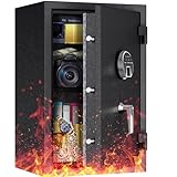 SAFEWASJOYE 生体認証耐火金庫 指紋安全 デジタルキーパッドロックとType-C緊急ポート付き 3.0立方フィート 耐火 防水 自宅 オフィス ジュエリー 書類 現金収納