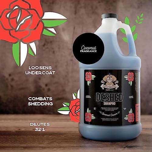 Bark2Basics Rock The Dog Deshedding Pet Shampoo, 1 Gallon - Reduces Shedding And Excessive Hair, Removes Undercoat, Vitamin Infused, 32:1 Concentrated, Professional Grade #TOP2