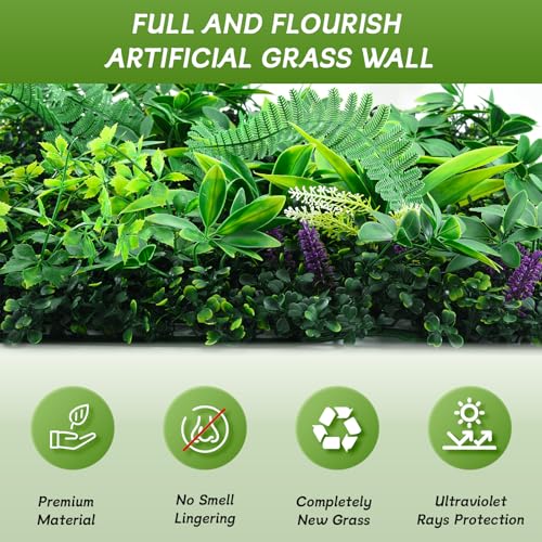 Artificial Grass Wall Panels 20"x20"(16pcs), Hedge Green Wall Decor Backdrop, UV-Anti Fake Greenery Plant Wall Boxwood Panels for Privacy Fence Screen Outdoor Indoor Wedding Garden Backyard - Image 4