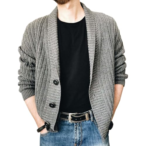 Men Shawl Collar Color Block Cardigan Sweaters Shawl Collar Long Sleeve Cardigan Knit Cardigans Sweater for Men