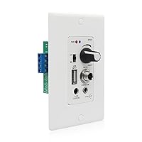 Vista 1 de receptor amplificador de control de audio en pared compatible con Bluetooth, 2 canales, placa de pared con entrada USB, micrófono (3.5mm) Aux, 120W