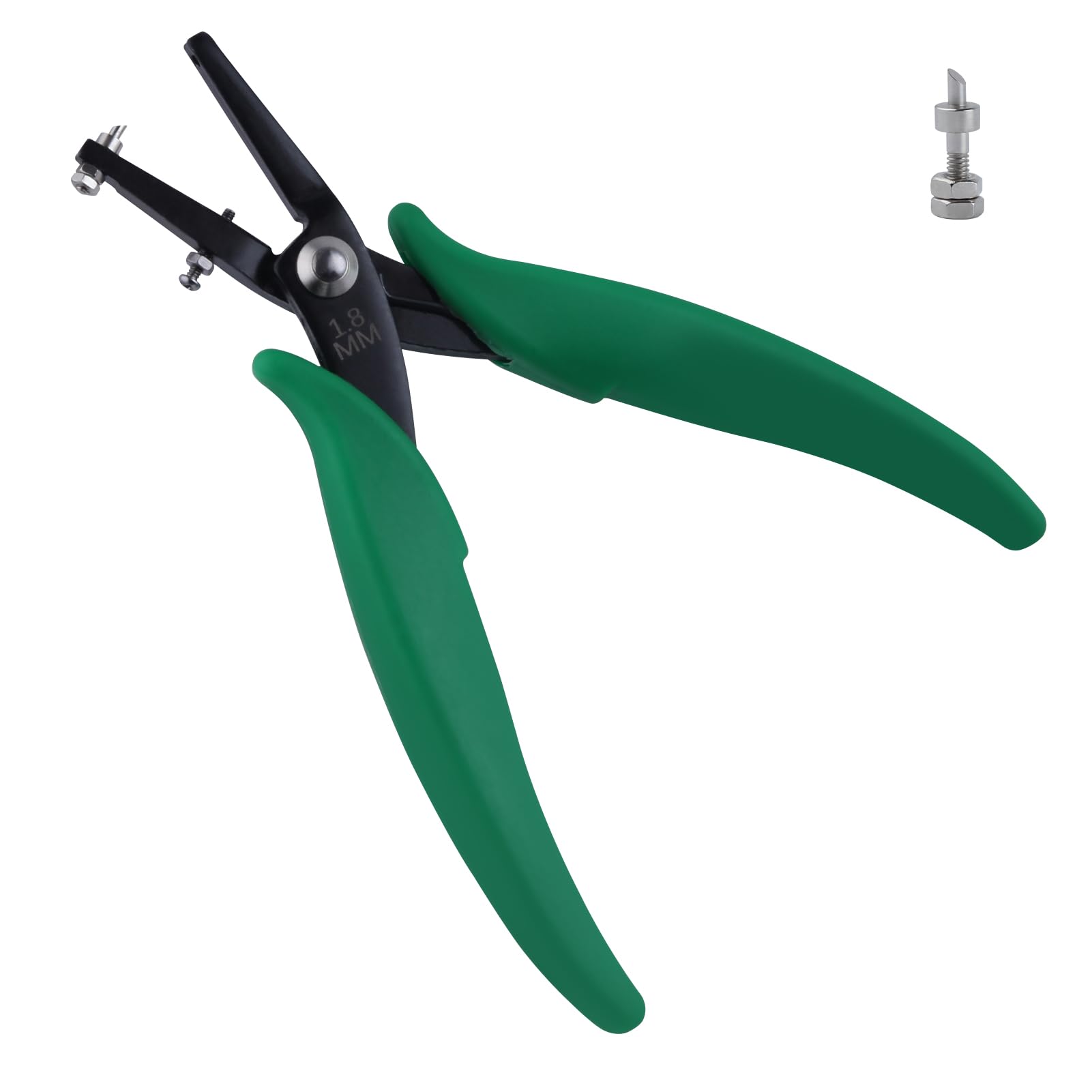 INJOYTEC 1.8mm Long Jaw Metal Hole Punch Pliers for Metal Jewelry Pliers Earring Hole Punch Precision Jewelry Making Tool Craft Beading Hobby with 1 needle (Green)