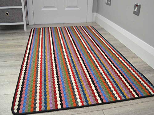 Moscow Non Slip Heavy Duty Rubber Backed Machine Washable Modern Kitchen Long Hall Hallway Utility Rugs Mats (50cm x 80cm) Multicolor