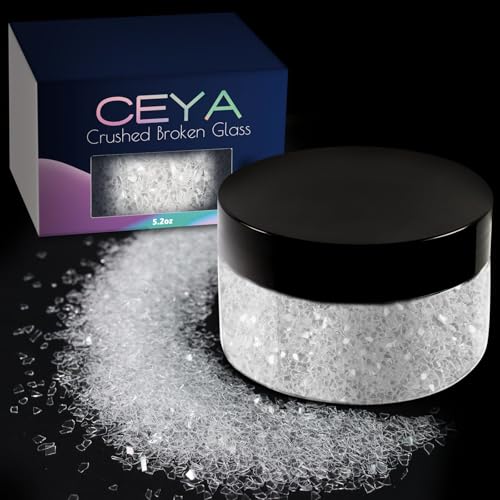 Ceya Diamond Dust Glitter, 5.3oz/150g Crushed Glass, 2-4mm Clear Craft Flakes Crystal Chips, Christmas Glitter for Snow Globes Tumblers Nail Art Epoxy Resin Mold Coaster Ornament Painting Candle Slime