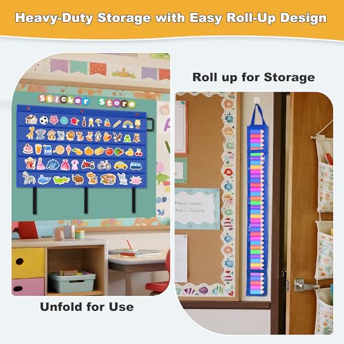 AKAYOK Bulletin Board Borders Storage Pocket Chart - Clear 5 Pocket Chart for Classroom Homeschool Office, Teacher Supplies for Word Wall/Letter Cards/Sentence Strips - Image 3