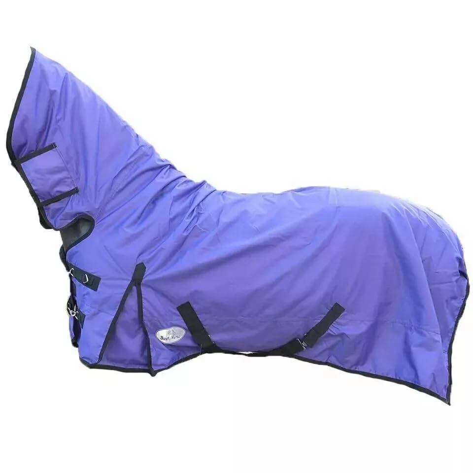 Horse Masters Turnout Rug, Waterproof, 600D, Full Neck, 300g Heavyweight, Blue & Purple (Purple, 6'6")