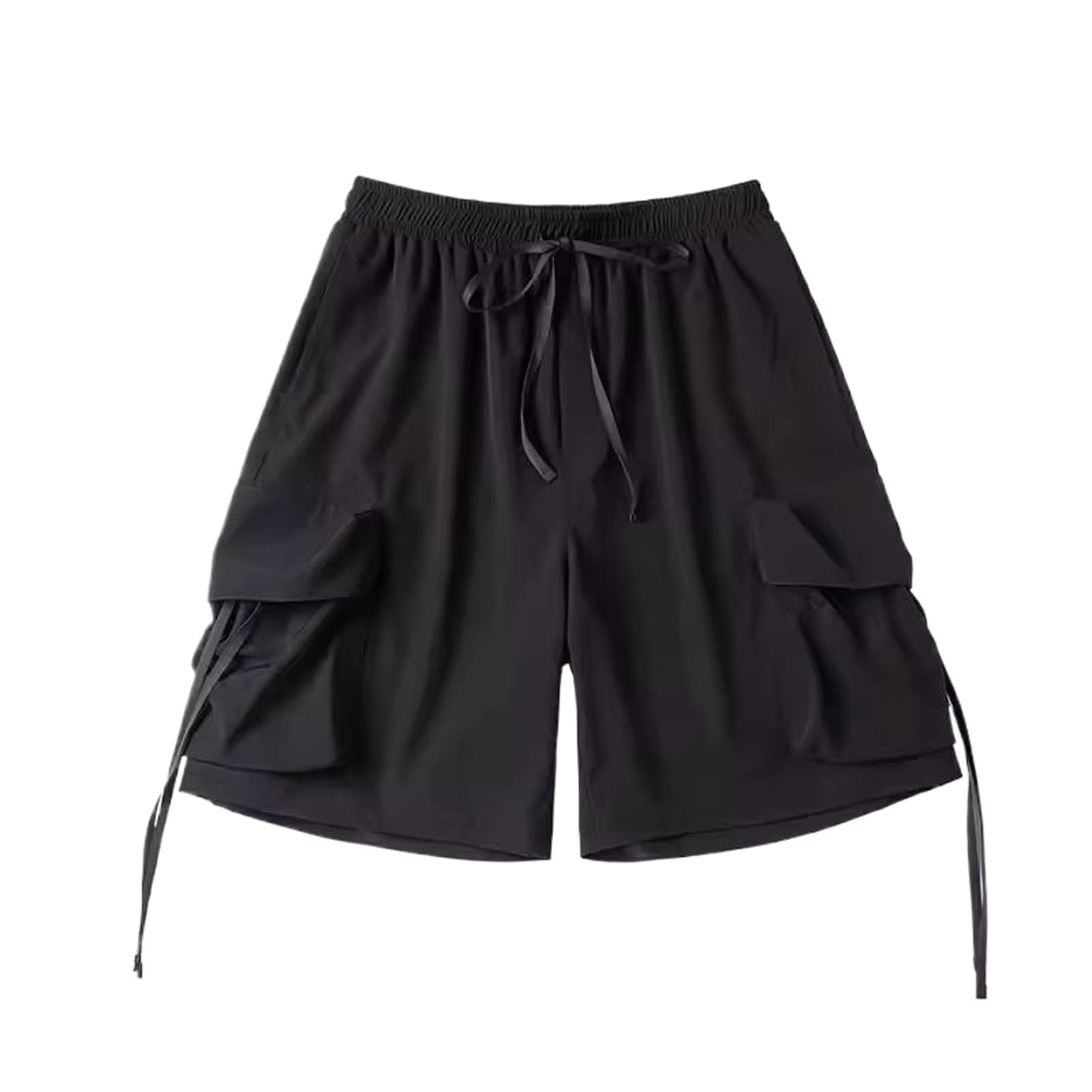Short tactique d'été cargo noir ample multi-poches pour homme