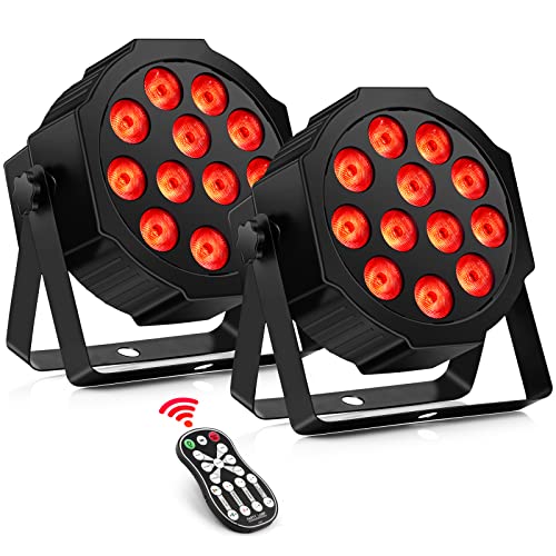 12 Led Stage Lights 2 Pack - 48W Rgbw Par Light With Remote & Dmx Control Sound Activated Strobe Auto Play Uplights For Wedding Birthday Party Disco Dance Club Karaoke Dj Church Stage Lighting #TOP28