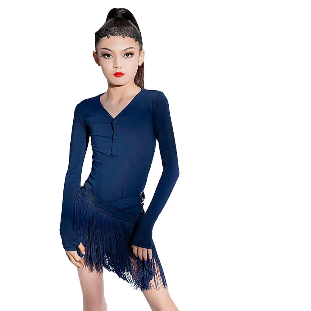 Costumes de compétition de danse latine à franges pour enfants