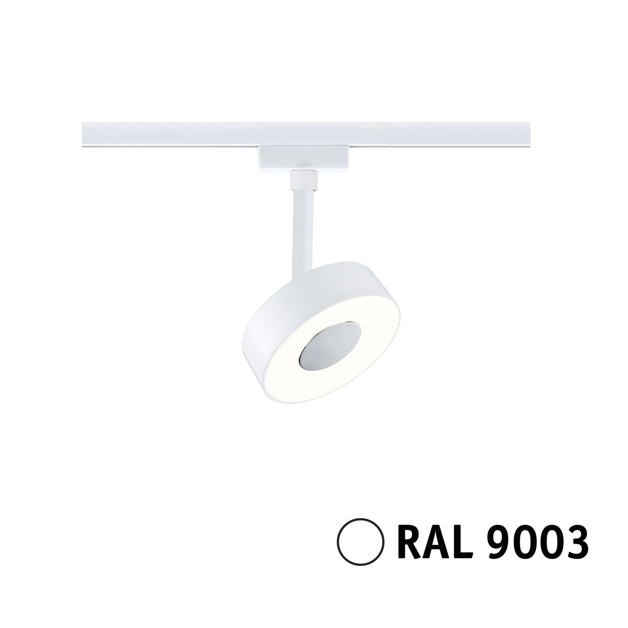 Paulmann 95703 URail - Foco LED para riel de 3 pasos, círculo tenue, foco individual, 210 lm, 5 W, 3000 K, regulable, 230 V, señal blanca
