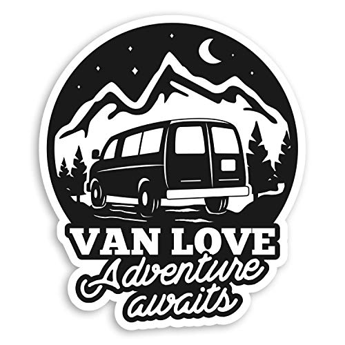 Lot de 2 autocollants en vinyle pour camping ou voyage de 10 cm - Motif Van Love - #34691, 10cm Tall Cover