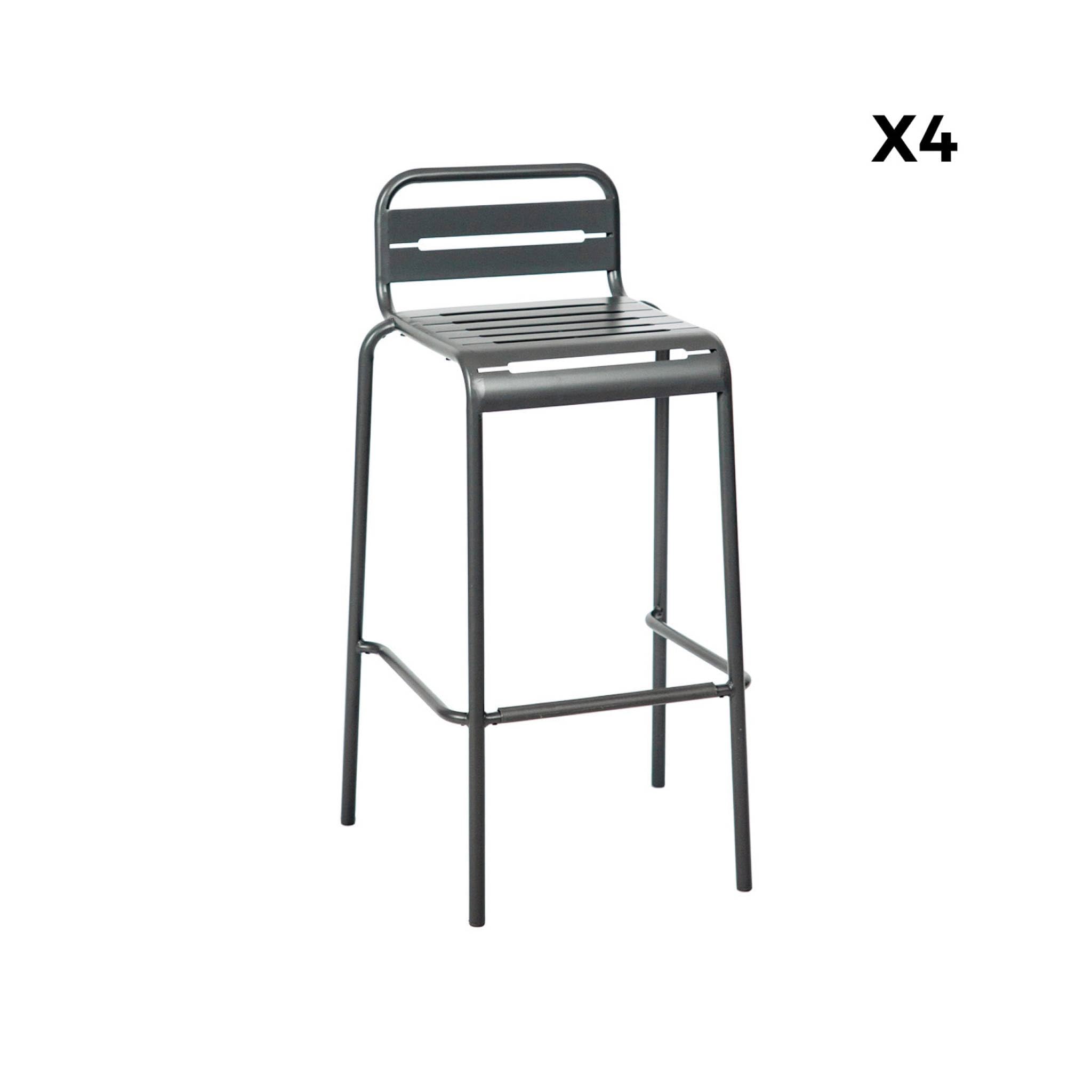 sweeek - Outdoor-Bartisch, 4 Hochstühle aus Stahl, 120 x 70 cm x 95 cm - Amelia