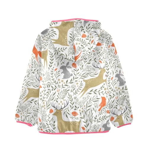 OTVEE Fox Deer Wild Animals Kids Hoodie Jacket Fall Spring Full Zip Warm Outwear Coat2