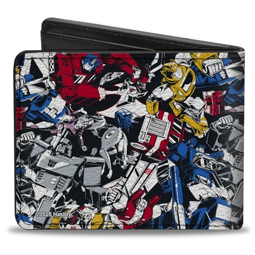 Buckle-Down Transformers Wallet, Bifold, Transformers Autobot and Decepticon Robots Alt Modes Collage, Vegan Leather2