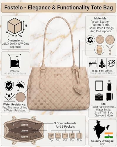 Image of Fostelo Women's Riverside Satchel Tote Handbag for Women | Ladies Purse | Stylish Shoulder Bag | Gift For Women