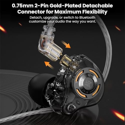 Image of KZ Gale Gaming IEM Wired in-Ear Monitor Earphones, Super Linear Dynamic Driver, Dual Microphone, Silver-Plated Cable, HiFi Sound, Noise Isolation, Ideal for Music & Gaming (3.5mm (No Mic))