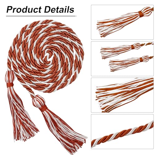 Image of GraduationMall Graduation Honor Cords 68 inch (Dark Orange White)