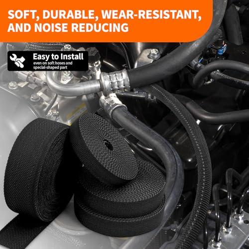Heat Shrink Braided Sleeving, 16ft Automotive Wire Harness Wrap, High Temp Abrasion Resistant Wiring Cable Protection Protection & Organizing (Black, 25mm(1")) miniatura 4